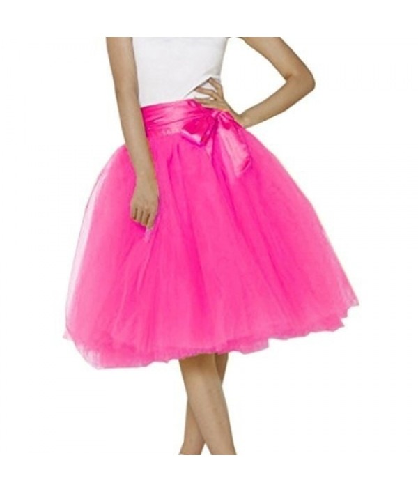 Women Fashion Solid Color High Waist Mesh Tutu Skirt