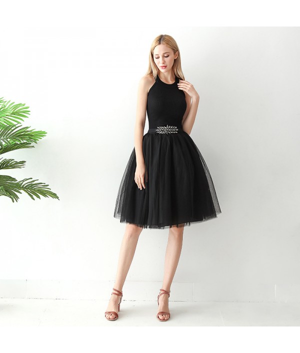 Women Fashion Solid Color High Waist Mesh Tutu Skirt