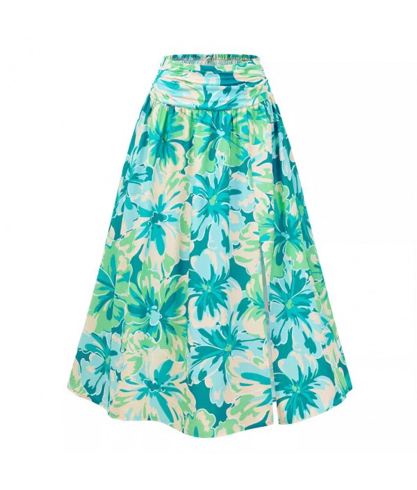 Women Casual Floral-Print Side Split Skirt