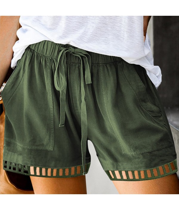 Summer Women Casual High Waist Lace-Up Loose Shorts