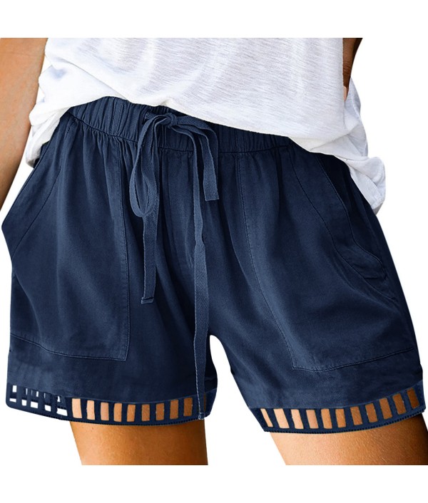 Summer Women Casual High Waist Lace-Up Loose Shorts