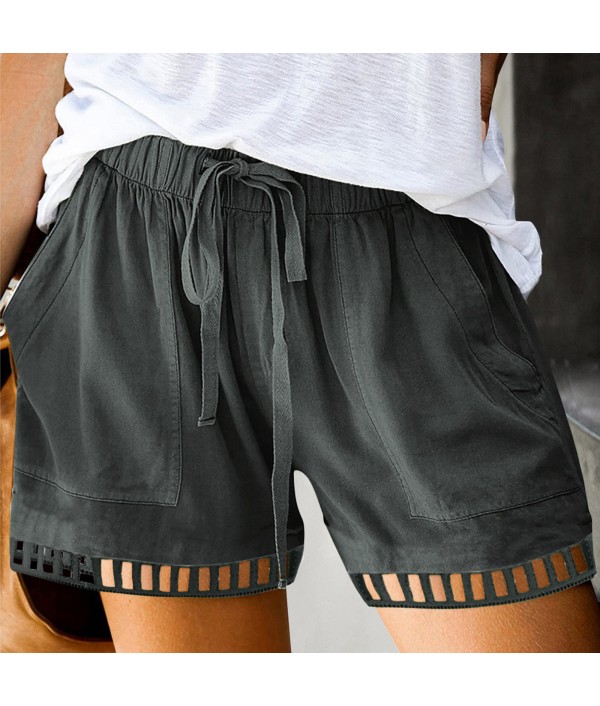 Summer Women Casual High Waist Lace-Up Loose Shorts