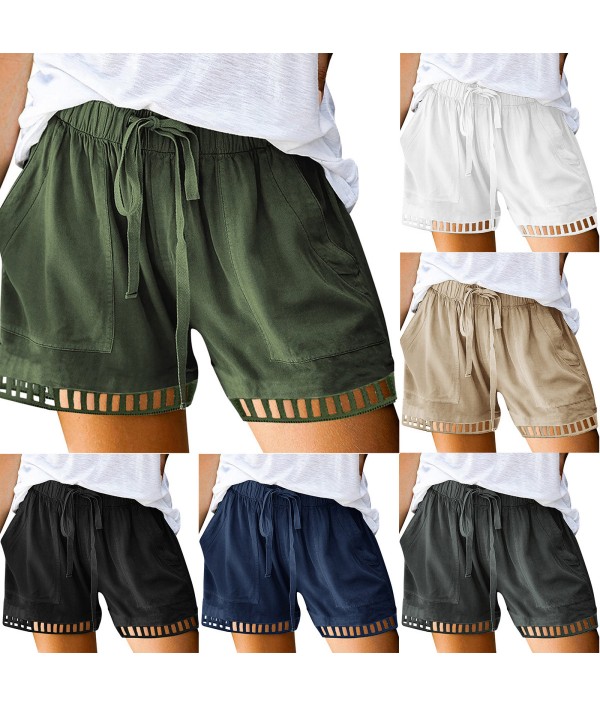 Summer Women Casual High Waist Lace-Up Loose Shorts