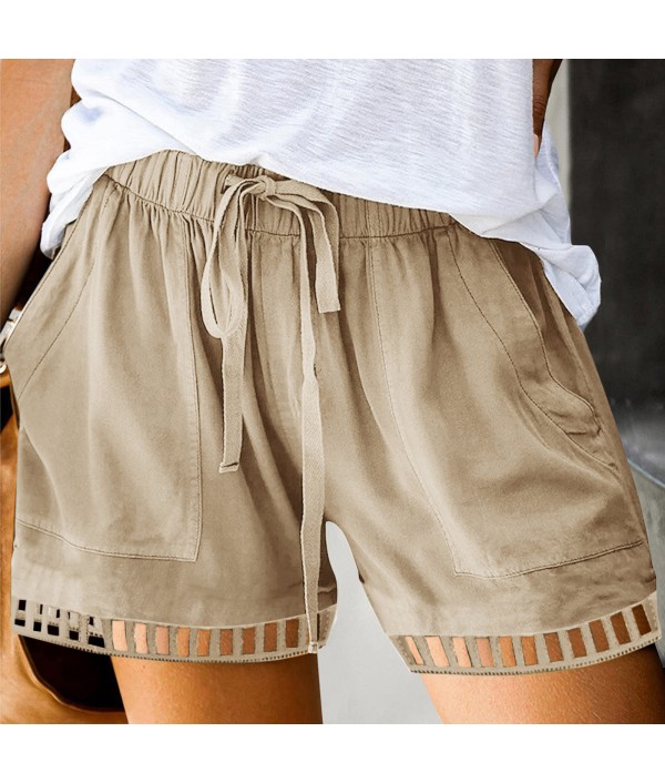 Summer Women Casual High Waist Lace-Up Loose Shorts