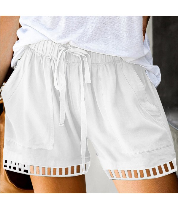 Summer Women Casual High Waist Lace-Up Loose Shorts