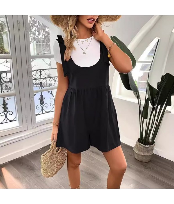 Summer Women Casual Solid Color Cotton L...