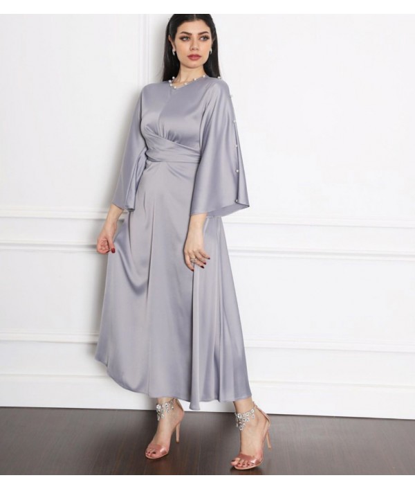 Women Elegant Solid Satin Maxi Dress