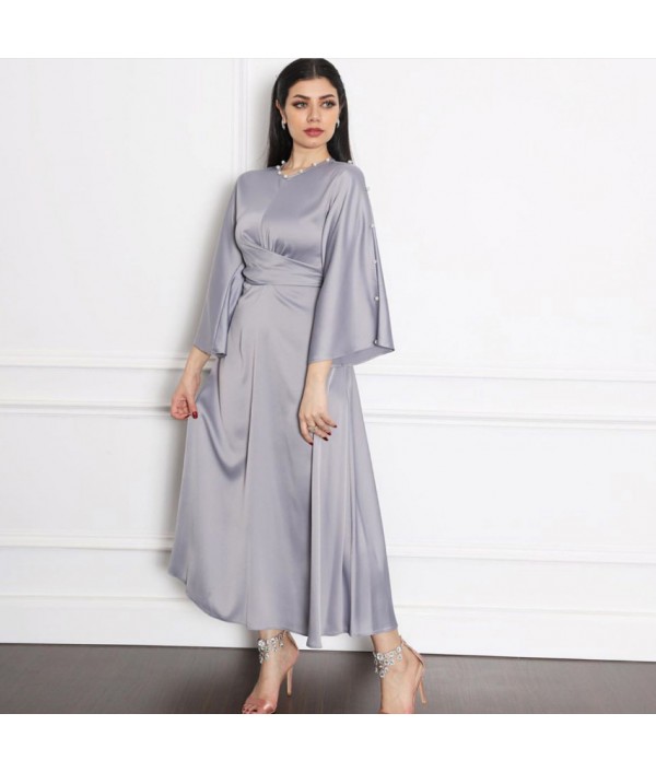 Women Elegant Solid Satin Maxi Dress