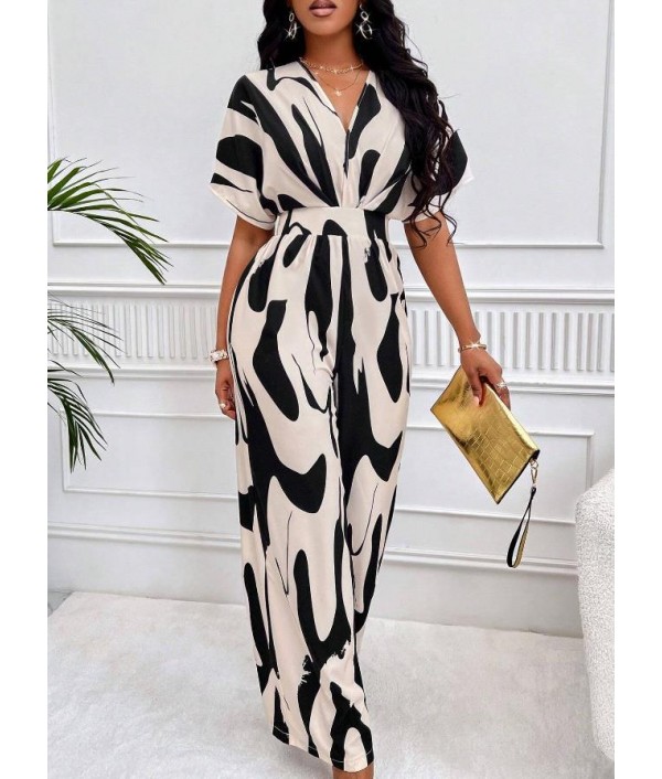 Women Fashion Printed Wide-Leg Jumpsuit