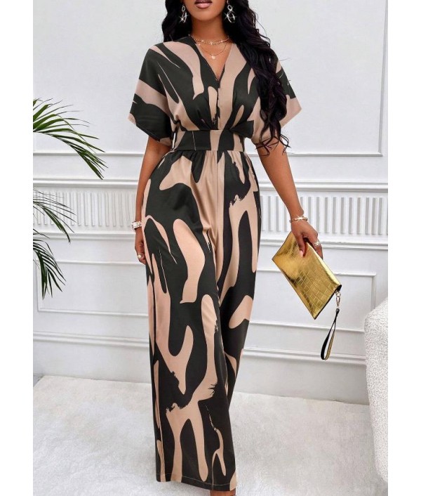 Women Fashion Printed Wide-Leg Jumpsuit