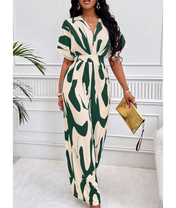 Women Fashion Printed Wide-Leg Jumpsuit