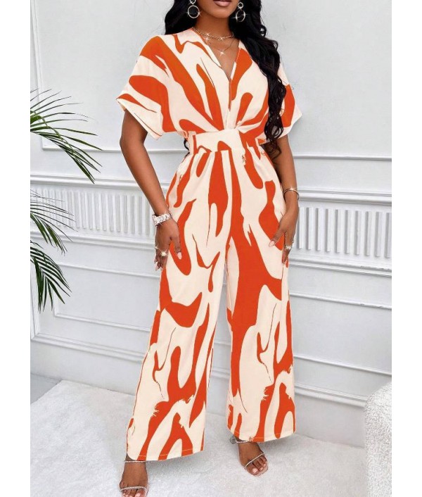 Women Fashion Printed Wide-Leg Jumpsuit