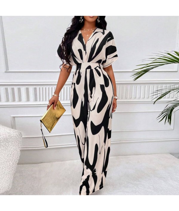 Women Fashion Printed Wide-Leg Jumpsuit