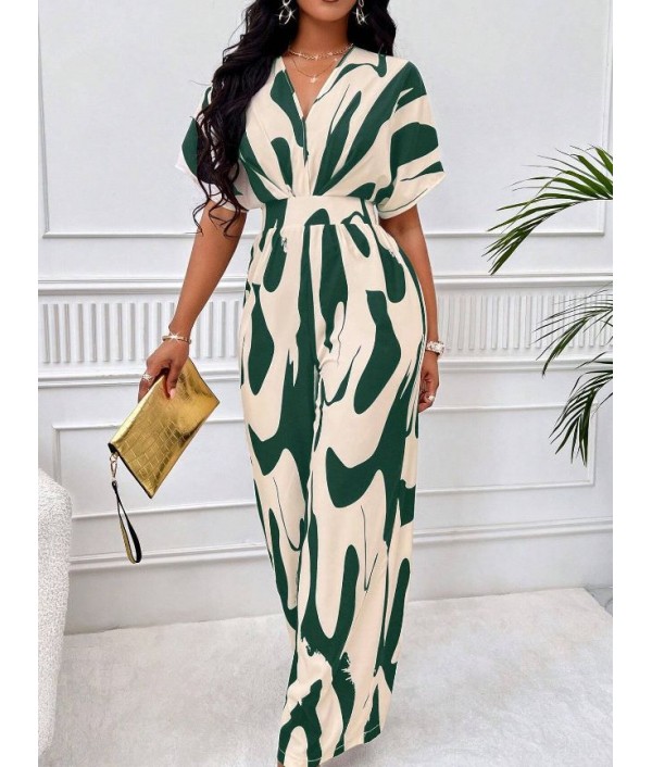 Women Fashion Printed Wide-Leg Jumpsuit