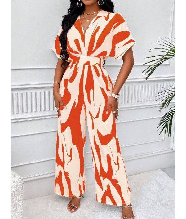 Women Fashion Printed Wide-Leg Jumpsuit