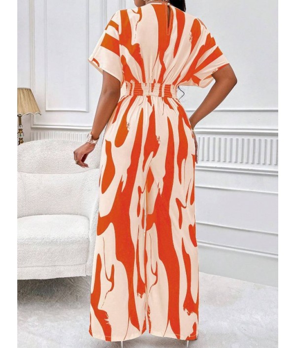 Women Fashion Printed Wide-Leg Jumpsuit