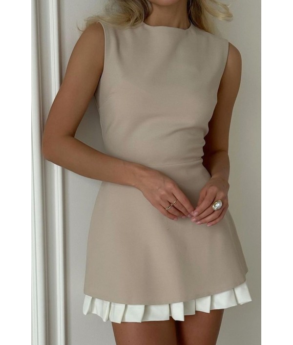 Elegant Women Fashion Pleated Sleeveless Dress