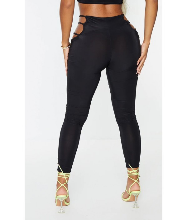 Women Fashion Solid Color Hollow-Out Leggings