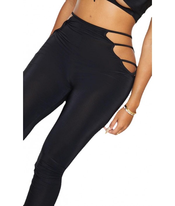 Women Fashion Solid Color Hollow-Out Leggings