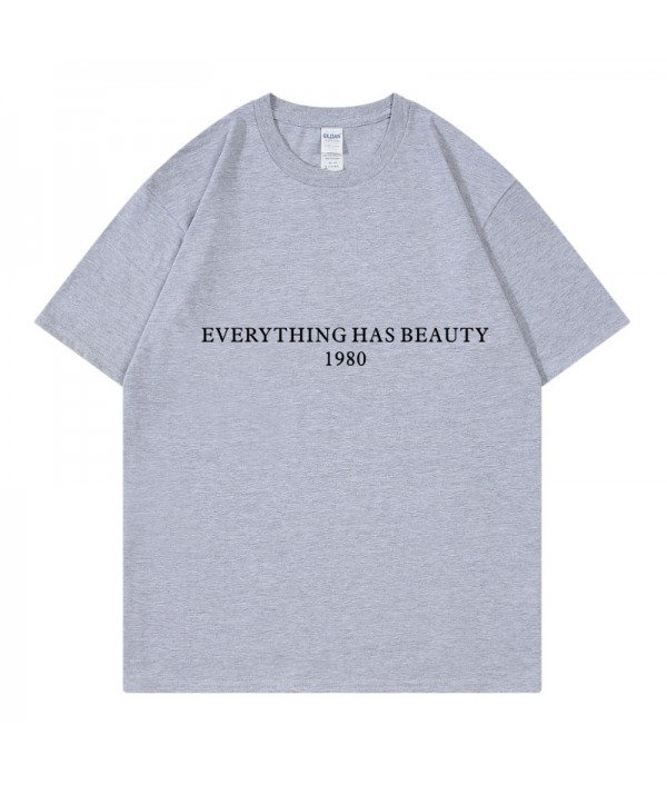 Everything Has Beauty 1980 Women Letters Street Pure Cotton Short Sleeve T-Shirt