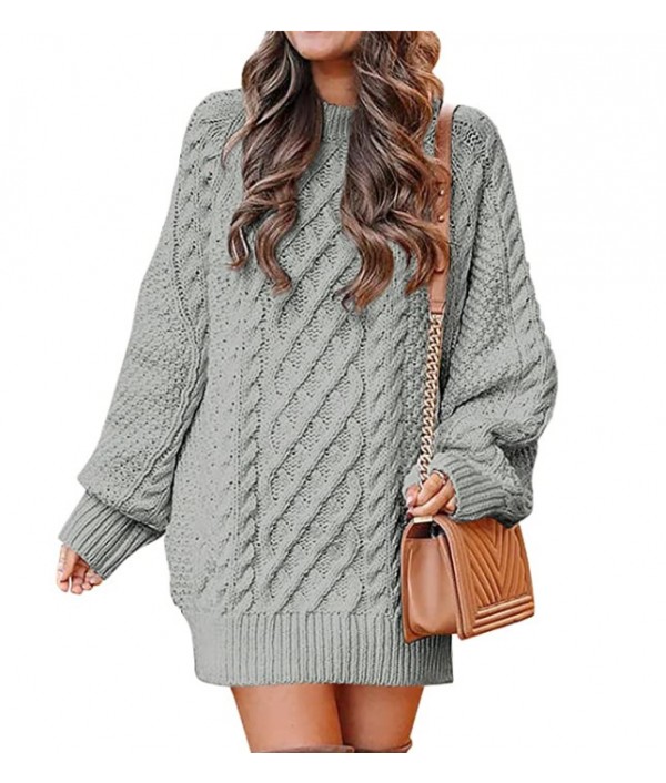 Women Fall Winter Loose Half-Turtleneck Thick Needle Pullover Plus Size Solid Color Knitted Sweater Dress