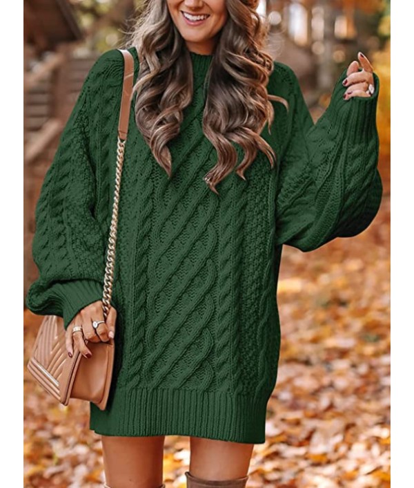 Women Fall Winter Loose Half-Turtleneck Thick Needle Pullover Plus Size Solid Color Knitted Sweater Dress